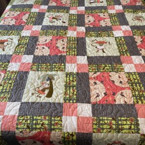 Twin Size Quilt for Girl with Monkeys Embroidered
